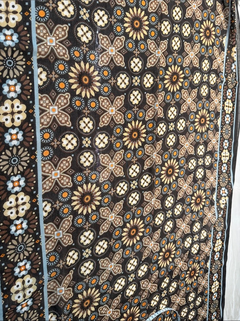 Vera Bradley Brown Floral Medallion scarf , wrap with Orange & Cream Accents